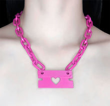Load image into Gallery viewer, pink razor blade necklace